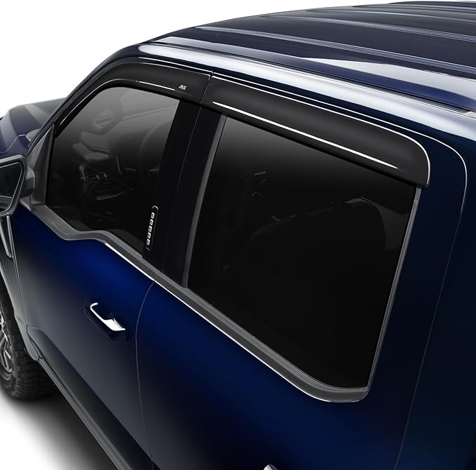 Auto Ventshade [AVS] Low Profile Rain Guards For 2005 - 2020 Nissan Frontier, CREW CAB ONLY | Window Vent Visors, 4 pcs. - Dark Smoke | 894037