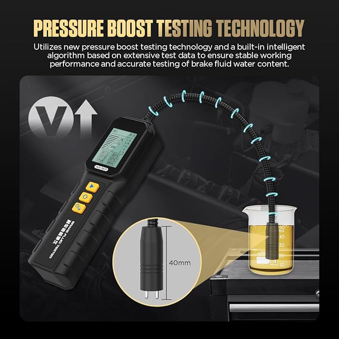 Brake System Bleeding Tools, AS501 Brake Fluid Tester,Automotive Oil Moisture Meter Detector for DOT-3/4/5/5.1,ENV4/ENV6,Built-in High-Sensitivity Sensor