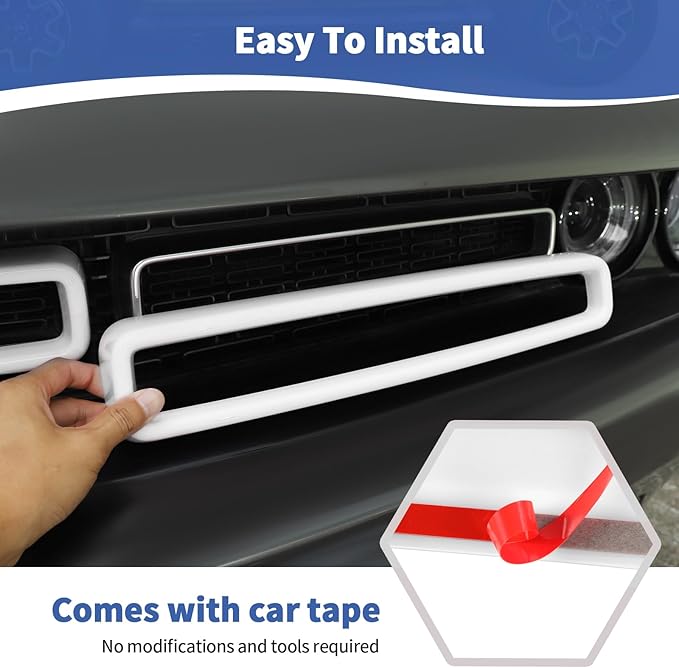 for Challenger Grille Insets Trim Cover Fit for Dodge Challenger 2015-2023 White Exterior Accessories 2pcs