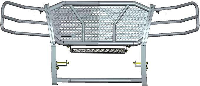 Black Horse RUGGED Heavy Duty Grille Brush Bumper Guard Modular Black Come With Single Row LED Light Compatible with 2007-2014 Tahoe|2007-2014 Suburban 1500|2007-2013 Avalanche-RU-CHTA07-B-K2