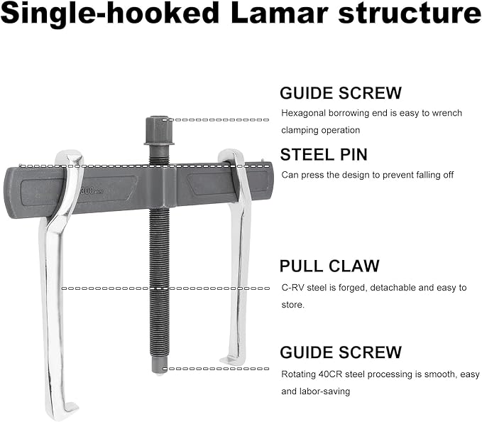 ChgImposs 12 Inch 2-Jaw Gear Puller, Adjustable Bearing Puller Gears + Wire Brush + Gloves, Reversible Removal Tool, CR-V Two Claws Puller Tool for Removal of Pulleys Flywheels Bearings Gears