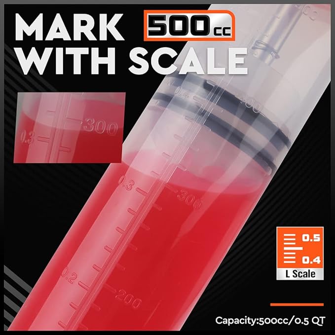 HORUSDY 500CC Fluid Extractor Automotive, Oil Extractor/Oil Syringe, Fluid Syringe Pump Manual Suction Vacuum Fuel Car Transfer