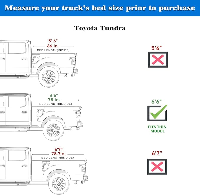 Low Profile Hard Folding Truck Bed Tonneau Cover Fits 2022-2026 Toyota Tundra 6'6" Bed (78.7")