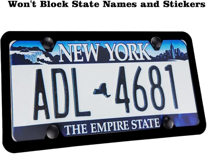 Matte Black License Plate Frames - 2 Pack Black Car Plate Frames, Universal Aluminum 4 Holes License Plate Frame for Front and Rear Car Tags.