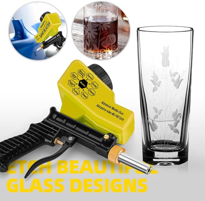 NANPU Light-Duty Air Sandblaster Gun Kit with Gravity Feed, Metal Nozzle, Plastic Body, for Small Project Surface Prep, Paint & Rust Removal, Metal/Wood/Glass Etching, Requires Air Compressor