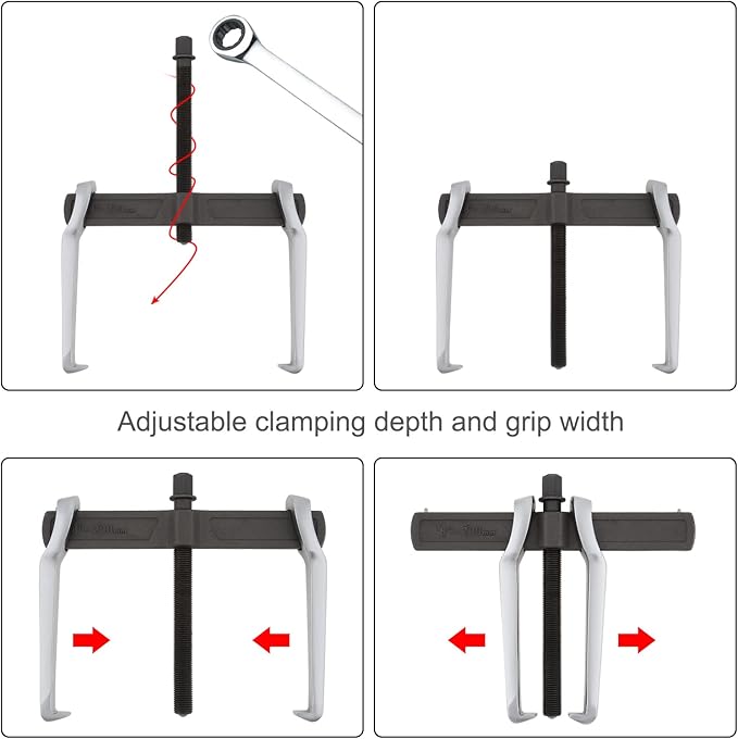 ChgImposs 8 Inch 2-Jaw Gear Puller, Adjustable Bearing Puller Gears, Reversible Removal Tool for External Internal Pulling, CR-V Two Claws Puller Tool for Removal of Pulleys Flywheels Bearings Gears