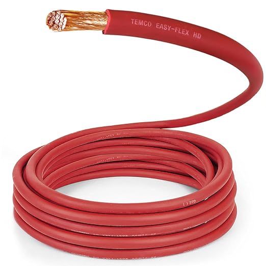 TEMCo 3/0 Gauge AWG 200 Ft Red Flexible Pure Copper Made in USA Welding Cable Battery Wire - Heavy Duty Solar, Inverter, Car, RV, Truck