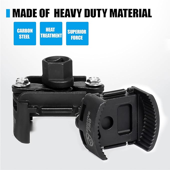 Adjustable Oil Filter Wrench for 60mm-80mm, Universal Oil Filter Removal Tool 1/2'' Drive Cap Style with 2 Durable Non-Slip Serrated Jaws Special Design
