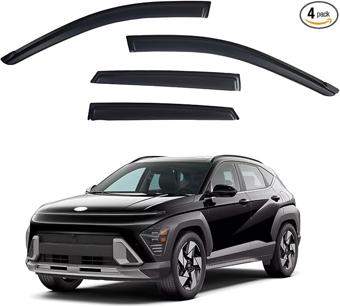 Window Visors Rain Guards fits 2024-2026 Hyundai Kona, Out-Channel Window Wind Deflectors Vent Shades Accessories, Dark Smoke 4 Pcs, 2025