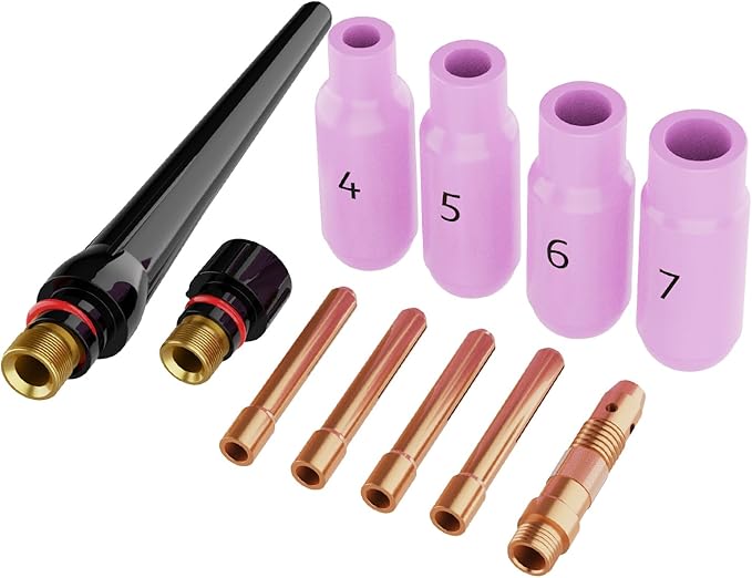 ARCCAPTAIN 11Pcs TIG Welding Torch Consumables Kit Collets Alumina Ceramic Cups for WP-17/18/26