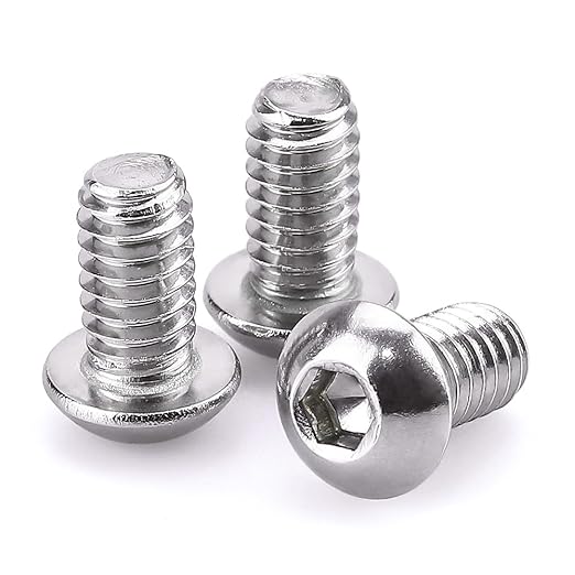 1/4-20 x 1/2" Button Head Socket Cap Bolts Screws, 304 Stainless Steel 18-8, Allen Hex Drive, Bright Finish, Fully Machine Thread, Pack of 100