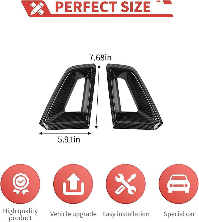 Front Side Bumper Grille Air Outlet Cover fit for Chevy Colorado 2024+ Front Grill Vent Insert Cover Exterior Accessories,Carbon Fiber Finish