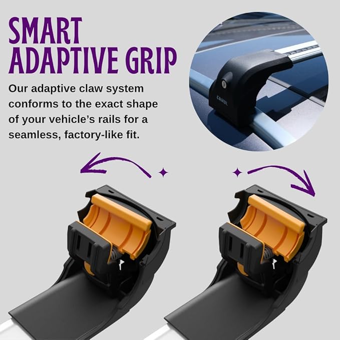 ERKUL Heavy Duty Roof Rack Cross Bars for Volvo XC90 2016-2026 | Upgraded 220 lbs Aero Aluminum Crossbars with Smart Clamp System | Compatible with Flush Rails - Silver