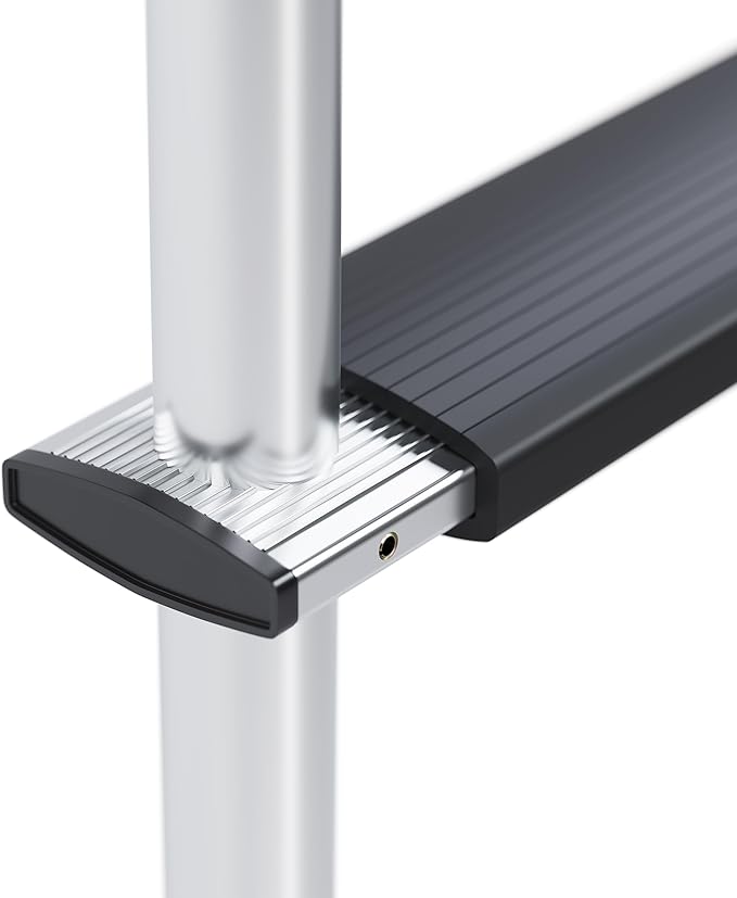 KUAFU 60'' Bunk Bed Ladder with RV W/Hook and Rubber Foot Pads Aluminum RV Camper Bunk Ladder with Non-Skid Steps for Safe Climbing 450LBS