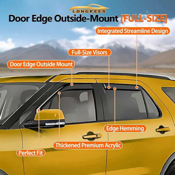in-Channel Window Visors Rain Guards FIT Toyota RAV4 2020-2025 (2020-2025) – 4-Piece in-Channel Dark-Smoke Polycarbonate Vent Deflectors