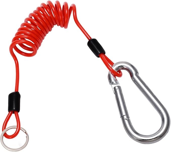 FizLig 4ft Breakaway Trailer Cable 1 Pack - Coiled Spring Wire, Emergency Brake Safety Cable for RV Camper 5th Wheel Trailer Towing Accessories