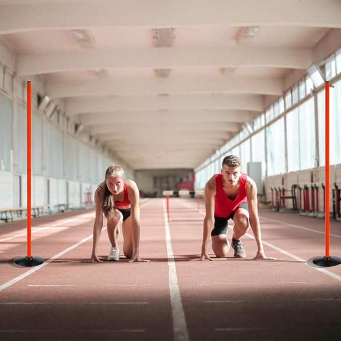 Orange Soccer Agility Poles Set Detachable Sports Trainning Speed Pole Slalom Poles with Rubber Base Sport Traning Equipment
