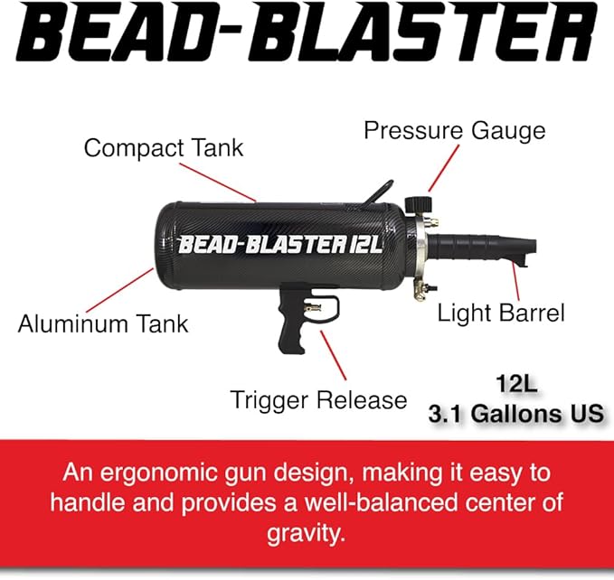 LAUCO Handheld Tire Bead Seater - Professional Automotive Tool, Carbon Fiber Bead Seater Blaster Tool with Rapid Air Release, Tire Inflator for Cars/Trucks/Commercial Vehicles(2.6-gal Tank /12 Liter)