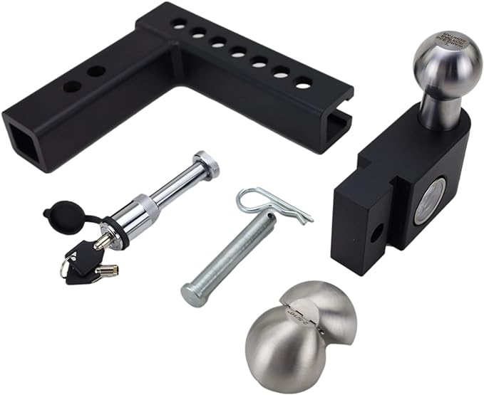Weigh Safe Aero Hitch - Adjustable Trailer Hitch Ball Mount - 8" Drop Hitch for 2" Receiver - Premium Heavy Duty Steel Trailer Tow Hitch w/Built in Weight Scale for Anti Sway, 12,500 lbs GTW