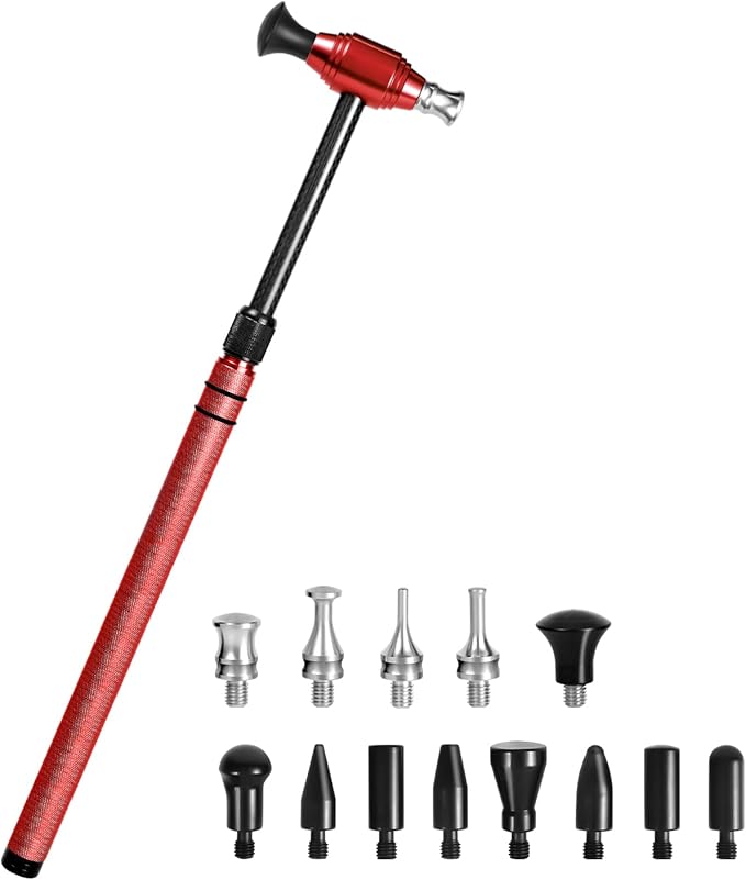 WHDZ Paintless Dent Repair Tools Tap Down Tool Double-Faced Dent Removal Hammer Car Dent Repair Leveling Hammer Telescopic