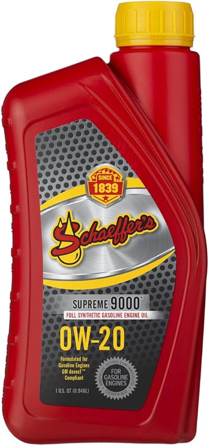 Schaeffer Manufacturing Co. 9005-012S Supreme 9000 Full Synthetic Gasoline Engine Oil 0W-20, 1-Quart Bottle