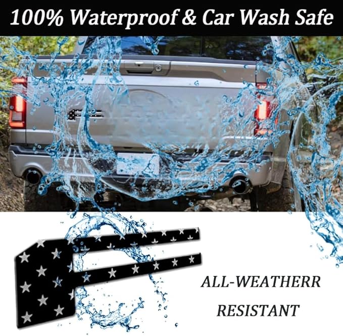 Tailgate Inserts Letters Compatible for 2021-2025 F15, 3D Raised & Strong Adhesive Decals Letters (Black American Flag)