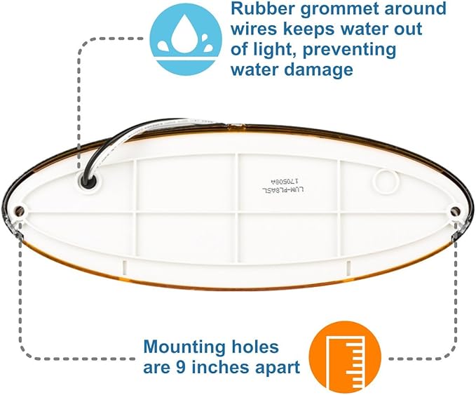 Lumitronics RV LED-Euro Style Porch Light, Amber Lens (Chrome)