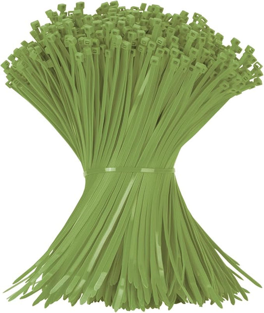 12 Inch Army Green Zip Tie 1000 PCS, 60 Lbs - Small to Medium Zip Tie, Nylon PA66 UV Resistant Cable Tie Heavy Duty for Indoor and Outdoor Use - Ideal for bundling and securing objects