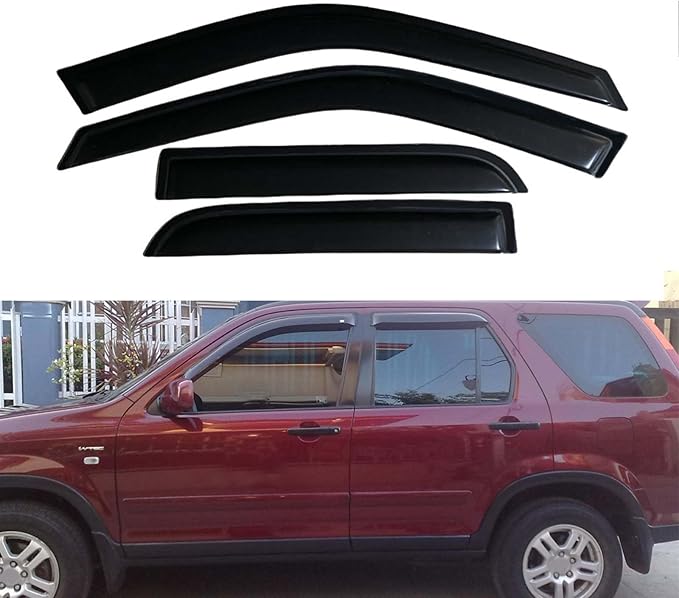 Tape On Wind Deflector Compatible with 2002-2006 Honda CR-V Smoke Sun/Rain Guards Window Visors Outside Mount Smoke 94459