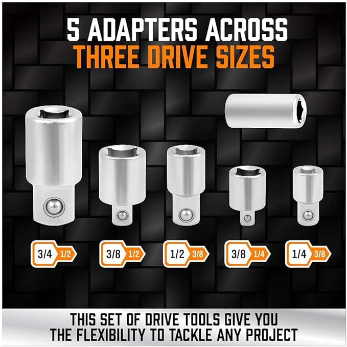 HORUSDY 20-Piece Socket Extension Bar Set, 1/4", 3/8" and 1/2" Drive Socket Extension Set, Universal Joint Socket, CR-V Steel