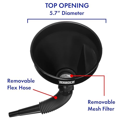 Automotive Flex Funnel with Hose | Wide Mouth Flexible Oil Funnel for Automotive Use - Gas, Transmission Fluid, Car Fuel, Oil Change (Black + Blue)