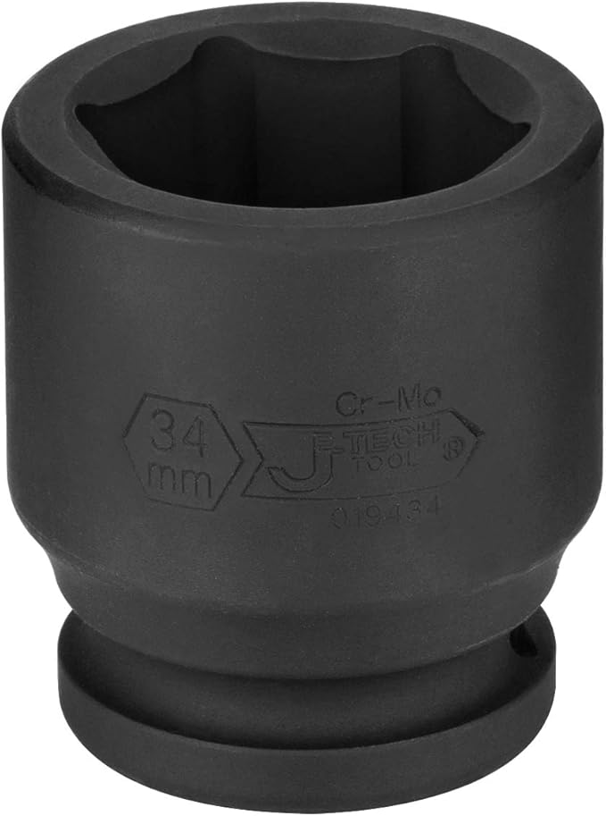 Jetech 3/4 Inch Drive 34mm Standard Impact Socket, Made with Chrome Molybdenum Alloy Steel, Heat Treated, 6-Point Design, Metric