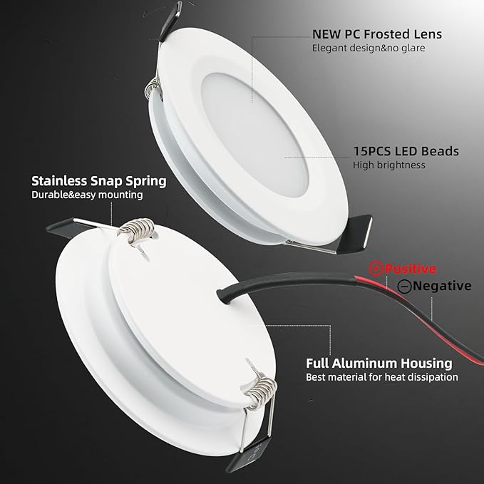 RV Ceiling Recessed Light 12V, LED RV Puck Light, Ultra-Thin RV Lights Interior,High Brightness for Camper Van Truck Motorhome Boat Sailboat Roof Under Cabinet Lightin