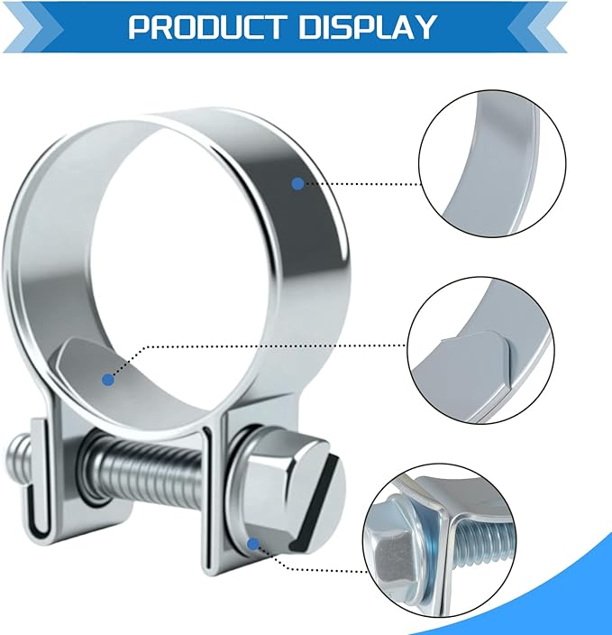 14-16MM Fuel Injection Hose Clamps 9/16"-5/8" Gas Line Clamps Pipe Clamp for Automotive Diesel Petrol Pipes