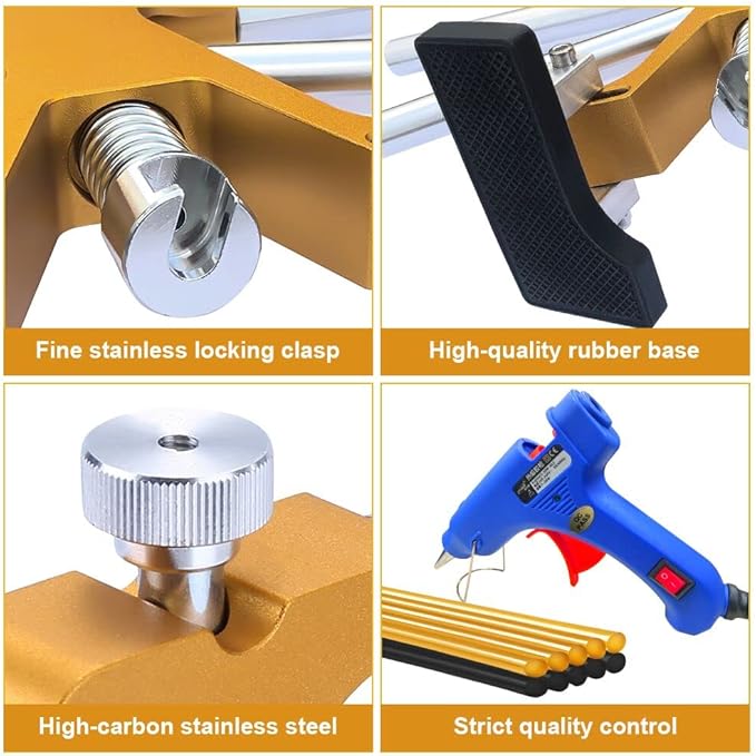 Auto Body Dent Puller Kit, Paintless Dent Repair Tool Adjustable Car Dent Remover Kit with Rubber Hammer and Metal Tap Down Pen for Auto Hail Damage Repair & Other Metal Surface 39PCS