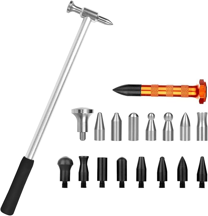WHDZ Paintless Dent Repair Tools Car Dent Removal Hammer Aluminum Tap Down Tools with Tips