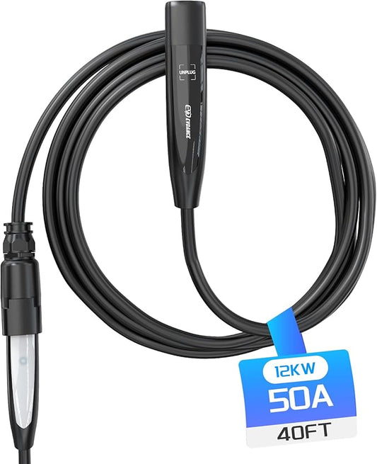 40FT Extension Cord for Tesla, Up to 12KW 50A 240V, NACS Plug, Compatible with Tesla Wall/Destination Connector, EVDANCE EV Charger(not for Tesla Gen 1/Gen 2 Mobile Connectors, Tesla Superchargers)