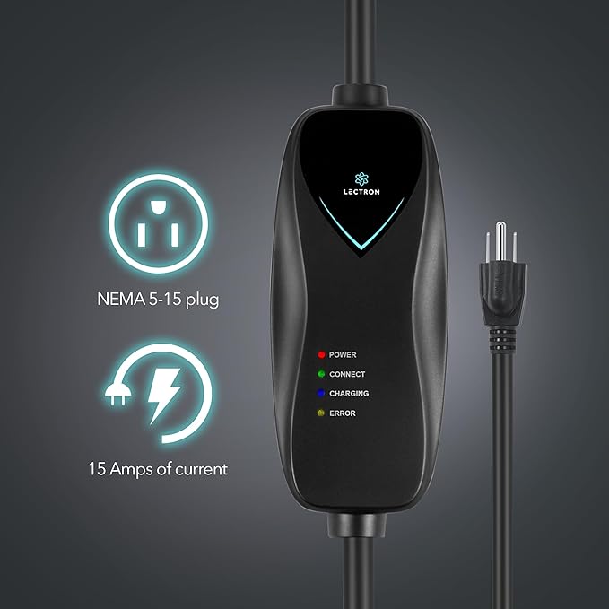 Lectron EV Charger, 16 ft Extension Cord & J1772 Cable - Portable Electric Car Charger for J1772 EVs and Plug-in Hybrid Vehicles