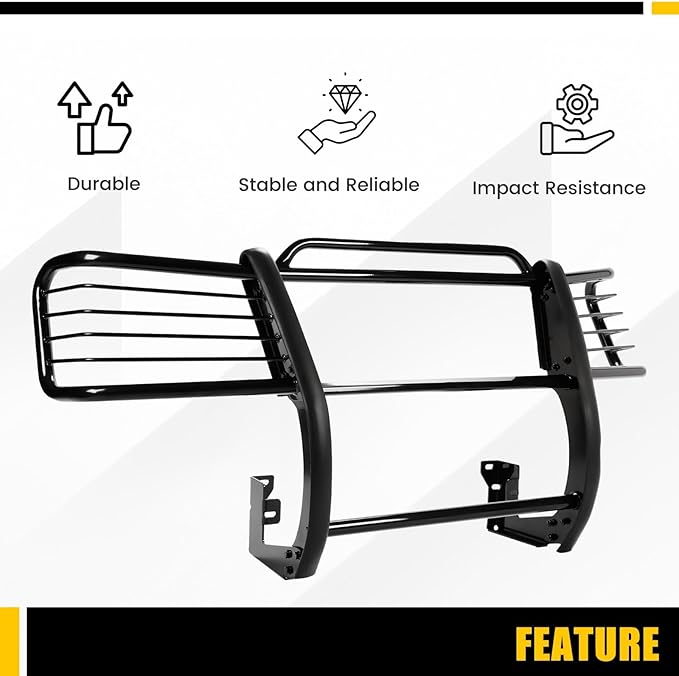 KUAFU Grille Guard Compatible with 2002-2009 Chevy Chevrolet Trailblazer EXT Bull Bar Front Bumper Grill Grille Guard Protector Brush Push Bar Powder Coated Black Steel