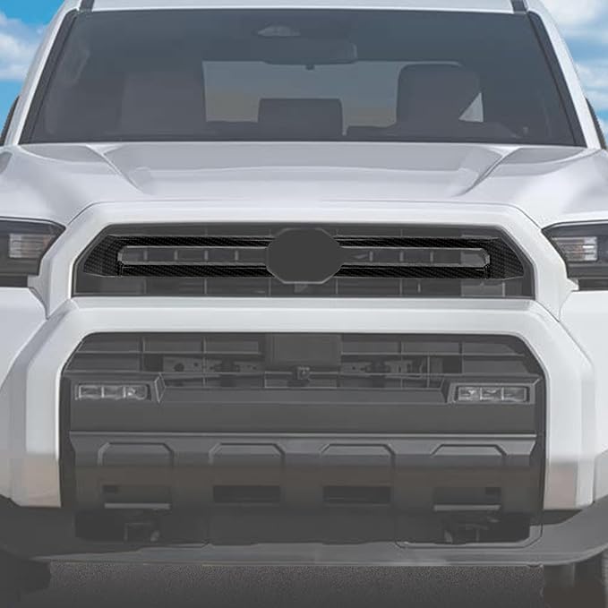 RT-TCZ Front Grille Inserts Trim Cover Grill Frame Decoration Exterior Accessories for Toyota 4Runner 2024 2025 (Black Carbon Fiber)