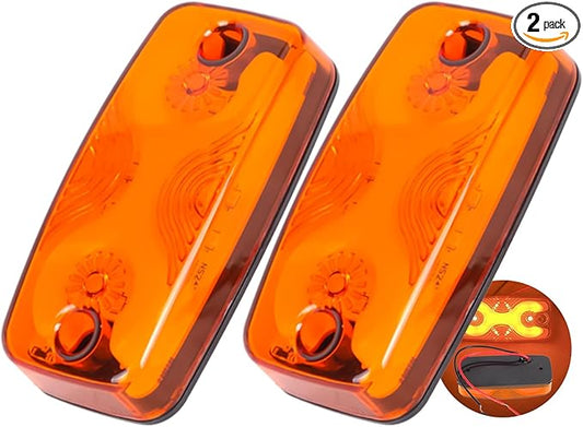 NEW SUN LED RV Trailer Top & Side Marker Lights, Premium IP 67, Halo Neon Design for Turn, Stop, Tail Lamps for Truck, Camper, Van, Bus, 16 Amber LEDs, 4"x2" Ultrawide Beam Angle, Durable PC Lens