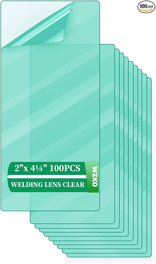 100 Pcs of 2" x 4.25" Universal Welding Helmet Hood Replacement Clear Lens Cover 2x4 1/4 optical grade Premium Quality Clear Plastic Cover Lenses