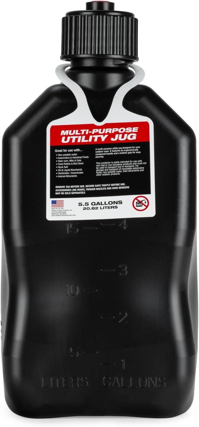 VP Racing 3582-CA, 5.5-Gallon Square Motorsport Jug Black (3 Pack), w/Battery Powered Fluid Transfer Pump (1 Pack)