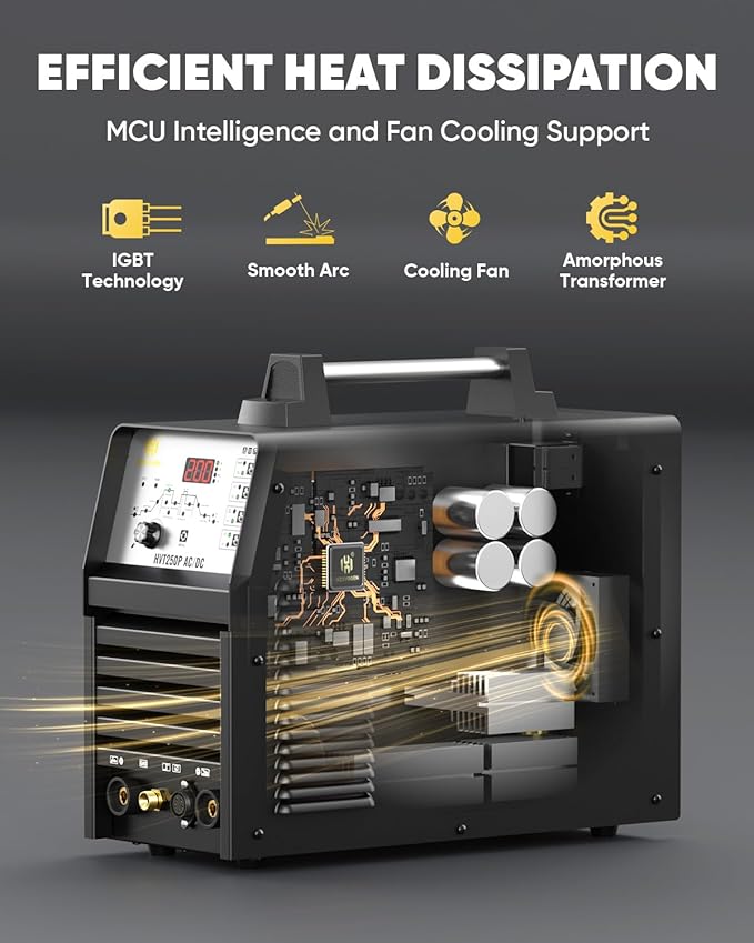 H HZXVOGEN TIG Welder AC DC with Pulse, 200A Aluminum TIG Welder with Square Wave 110V/220V IGBT Inverter HF TIG/Pulse TIG/Stick Welder Machine