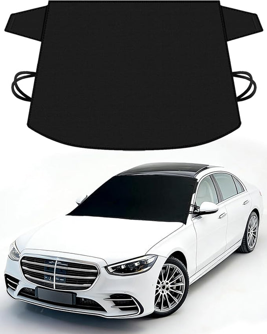 Windshield Cover for Ice and Snow | Heavy Duty 600D Oxford Fabric | Windshield Protector for Cars, SUVs, Trucks | Secure Fit Waterproof Frost Cover | Winter Car Accessories (69 * 42)