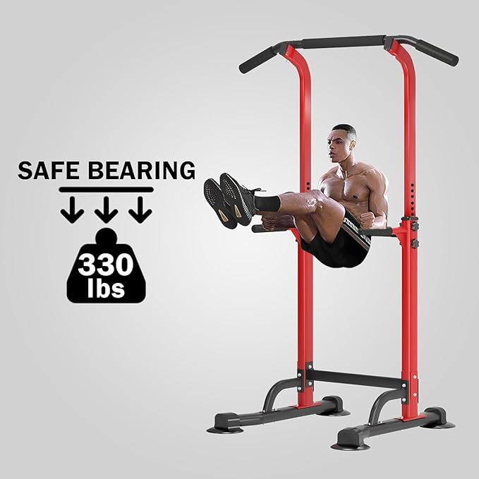 Multi-Functional Power Tower for Home Gym: Adjustable Pull Up & Dip Station with 400 LBS Capacity, Space Saving Strength Training Equipment for Men and Women
