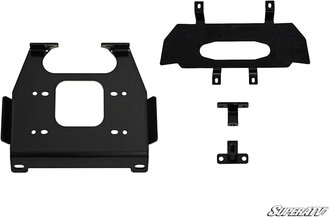 SuperATV 4500 lb Black Ops Winch with Heavy Duty Winch Mounting Plate for 2019+ Polaris RZR XP Turbo/RZR XP4 Turbo | Complete RZR Winch & Winch Mount Kit Ready for Install | No Drilling Required