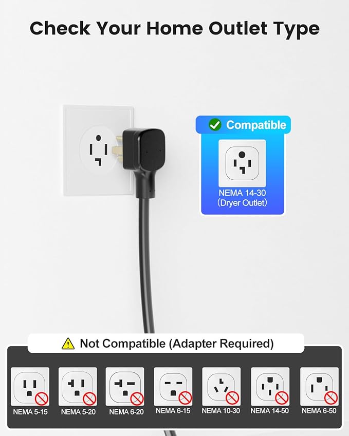 Level 2 EV Charger 24Amp 240V - NEMA 14-30P Charging Station, 25FT Cable for Home/Garage, J1772 Electric Vehicles & Adjustable Current (10-24A) (for J1772(Non-Tesla Evs), NEMA 14-30 Plug)