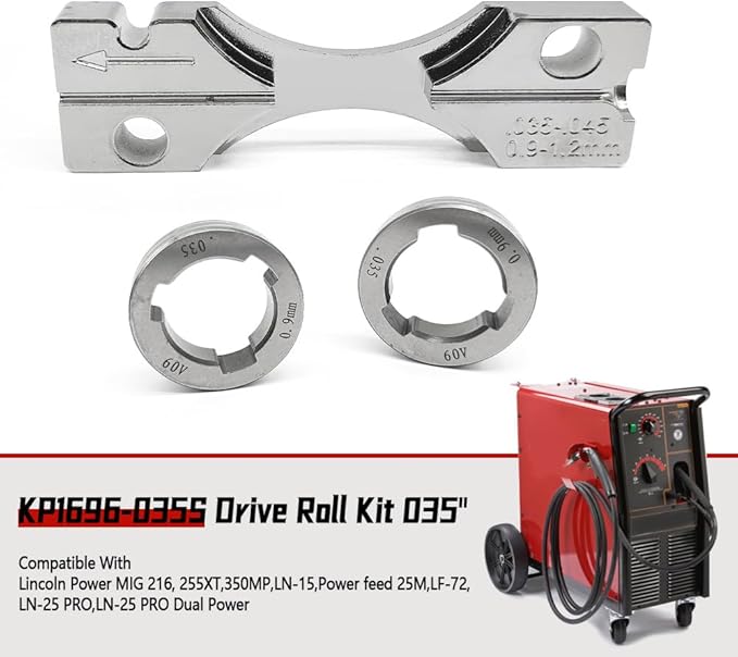 KP1696-035S Drive Roll Kit .035" V-Groove Fit for Lincoln 216 255XT 350MP MIG Welder for 25M LF-72 LN-15 LN-25 PRO Dual Power Wire Feeder Replace KP1696-1 for Solid Wire