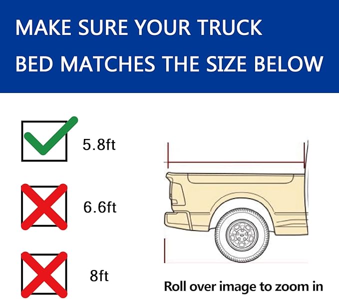 Lyon Cover 5.8ft / 69.3in Soft Roll Up Truck Bed Cover Compatible with 2007-2026 Chevy Silverado/GMC Sierra 1500 Tonneau Cover | Not for CarbonPro Bed